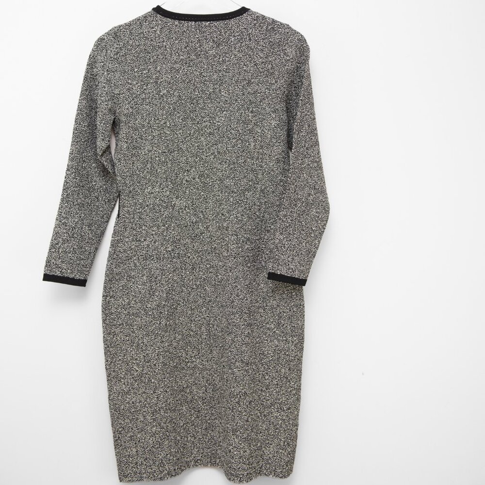 CH Carolina Herrera Dress Jacquard Knit Midi Long Sleeve Black White Size Small - Picture 2 of 6